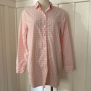 Pink Gingham Button-Front Shirt Dress